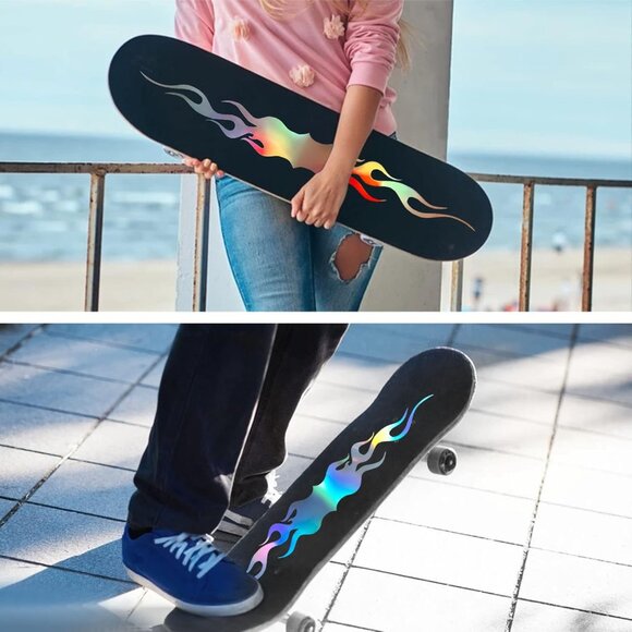 4 Pcs 11.4'' Flame Reflective Sticker for Car Vinyl Racing Sports Flame Stripe D - Picture 6 of 6